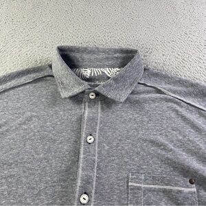 Tommy Bahama Shirt Mens Medium Heather Gray IslandZone Button Short Sleeve